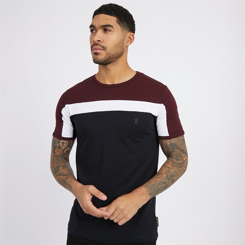 French Connection Mens Block Piping T-Shirt Chateaux/White/Marine - Image 1