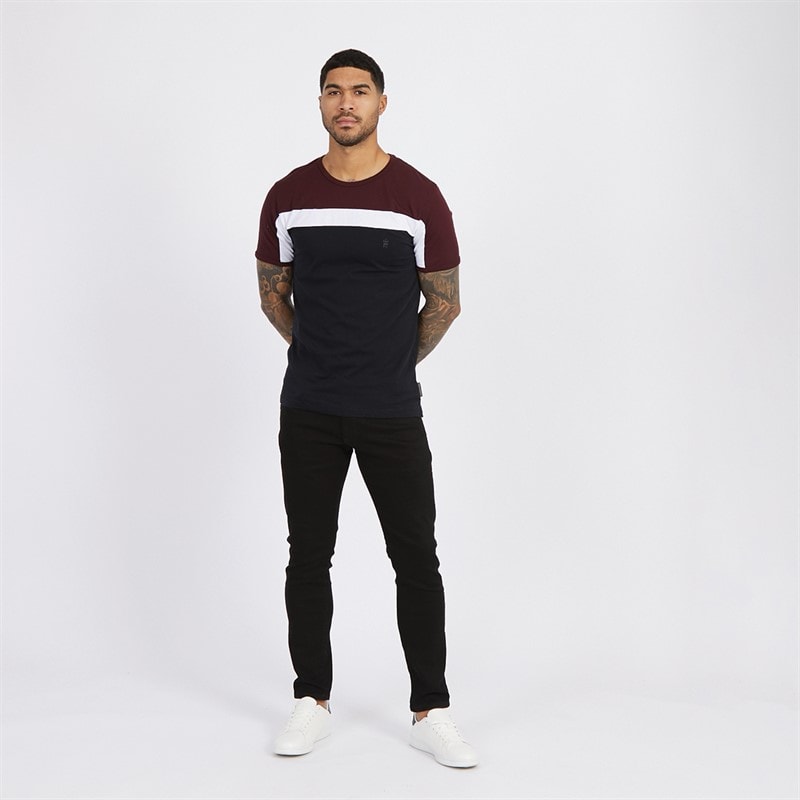French Connection Mens Block Piping T-Shirt Chateaux/White/Marine - Image 4