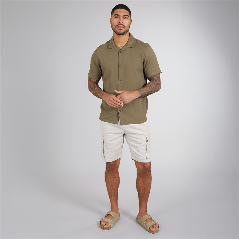 French Connection Mens Cargo Shorts Stone - Image 3