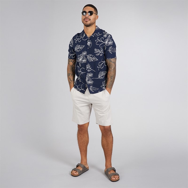 French Connection Mens Short Sleeve Floral Shirt Marine - Image 3