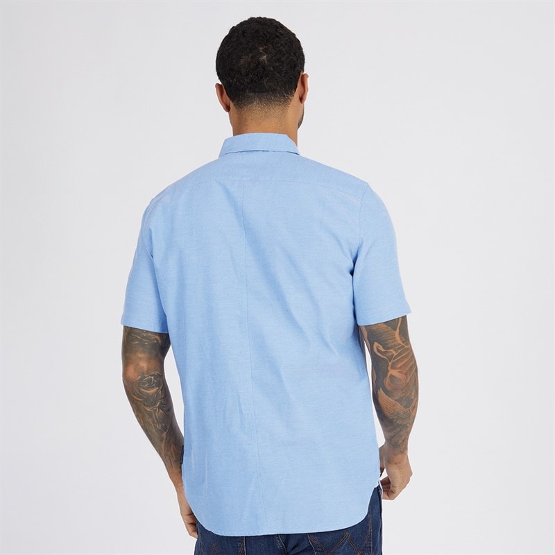 French Connection Mens Short Sleeve Oxford Trim Shirt Blue - Image 2