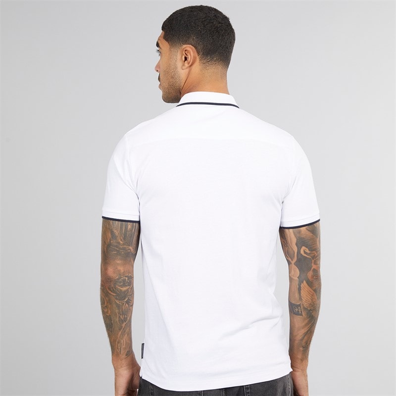 French Connection Mens Piping Polo Shirt White/Marine - Image 2