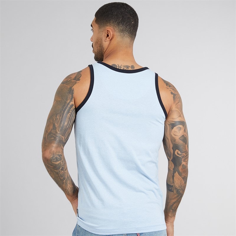 French Connection Mens Ringer Vest Sky Mel/Marine - Image 2
