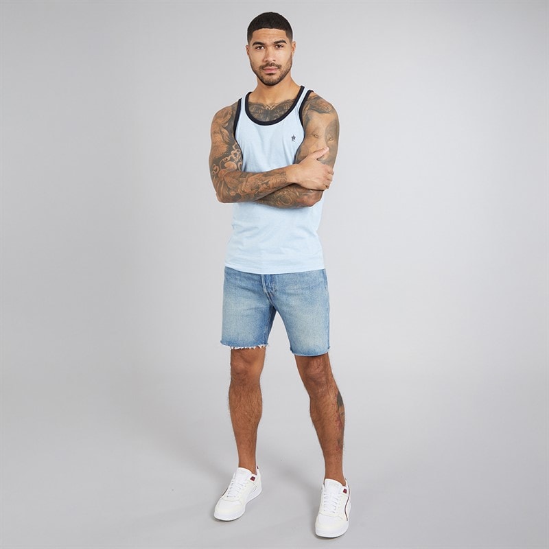 French Connection Mens Ringer Vest Sky Mel/Marine - Image 4