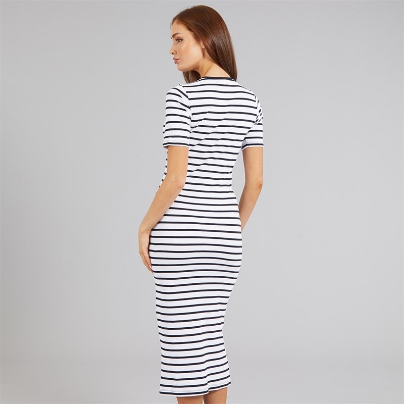 French Connection Womens Rib Stripe Dress White/Midnight - Image 2