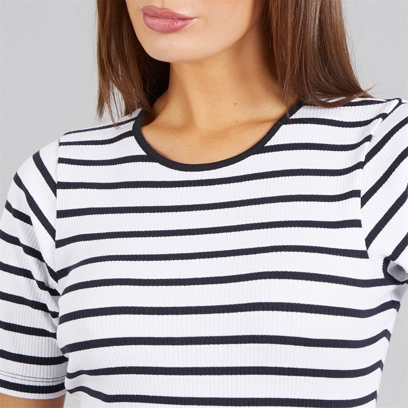 French Connection Womens Rib Stripe Dress White/Midnight - Image 5