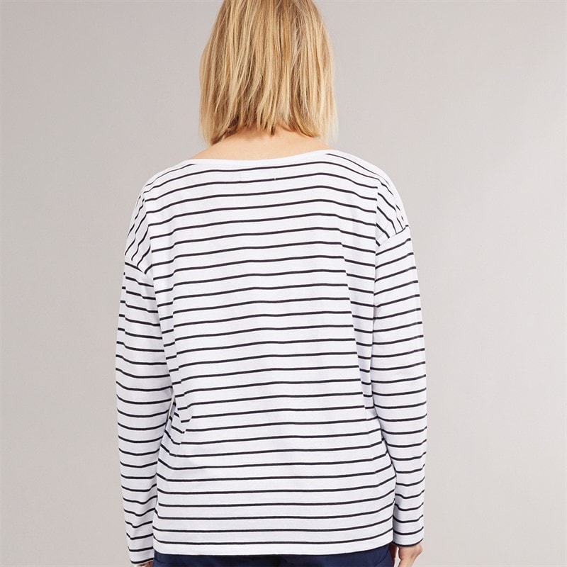 French Connection Womens Breton Stripe Long Sleeve T-Shirt White/Midnight - Image 2