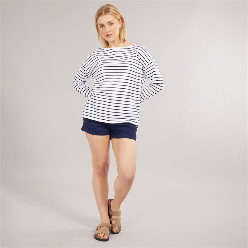 French Connection Womens Breton Stripe Long Sleeve T-Shirt White/Midnight - Image 3