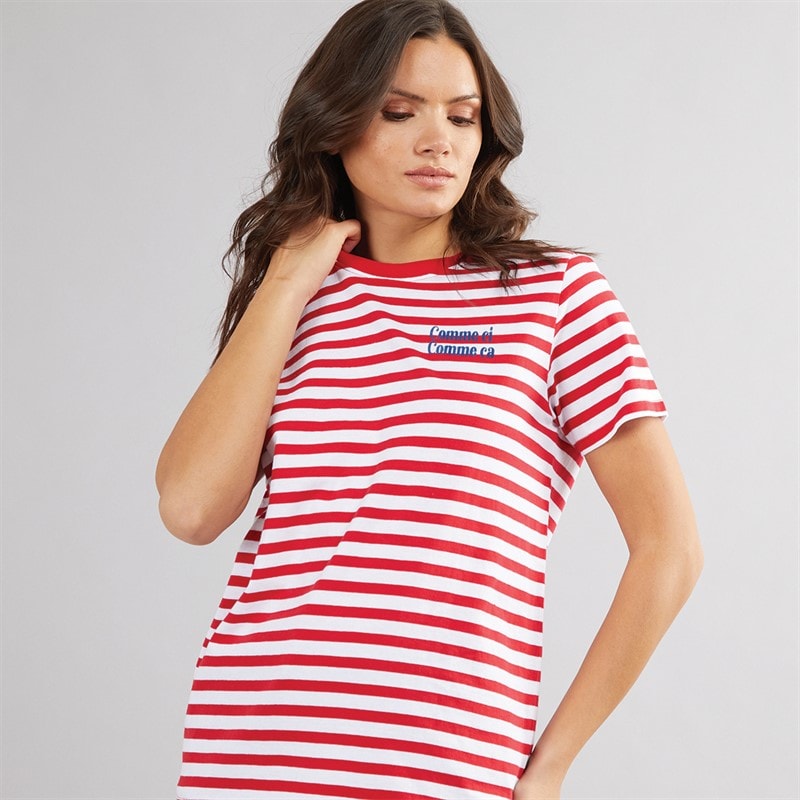 French Connection Womens Comme Ci Comme Ca T-Shirt White/Poppy/Royal Blue