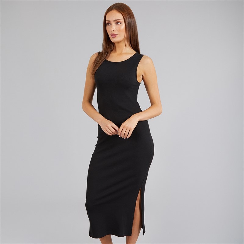 French Connection Womens Rib Racer M Dress Black