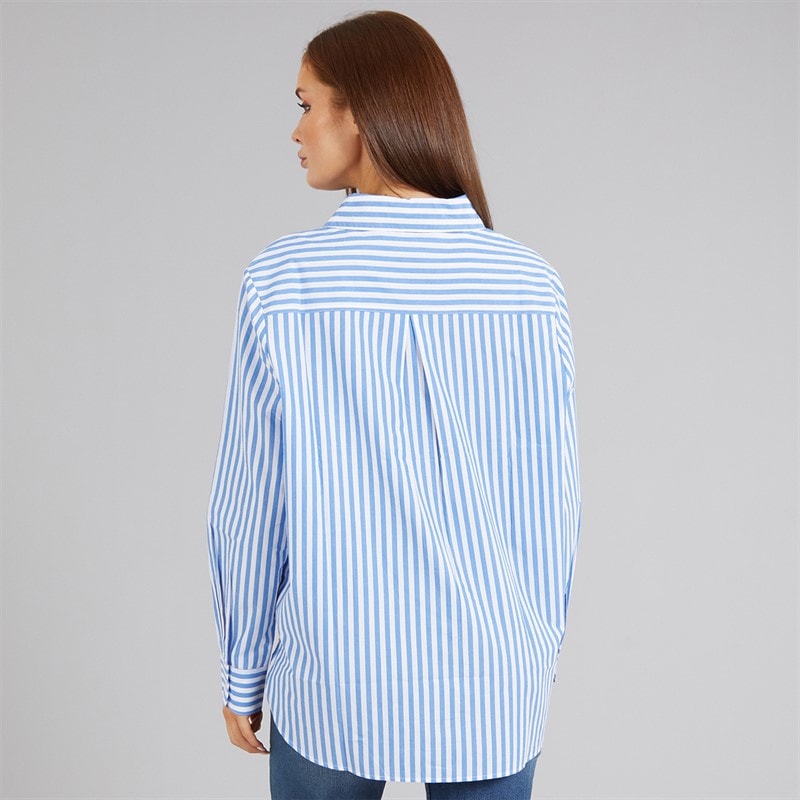 French Connection Womens Stripe Relaxed Popover Shirt Blue/White - Image 2