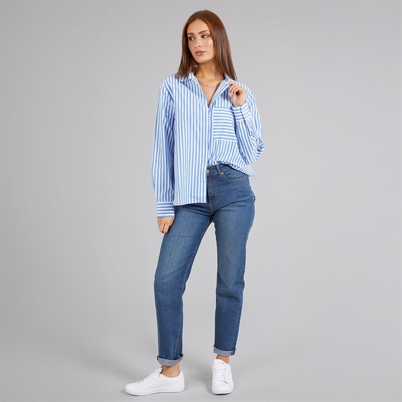 French Connection Womens Stripe Relaxed Popover Shirt Blue/White - Image 4
