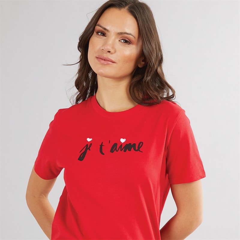 French Connection Womens Je T'aime T-Shirt Poppy - Image 3