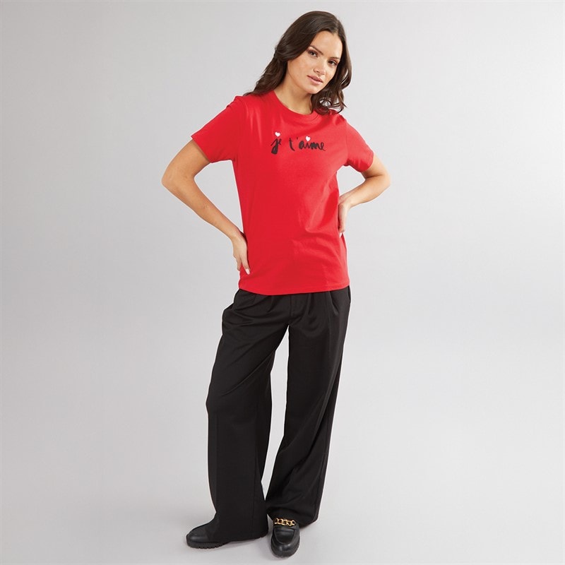 French Connection Womens Je T'aime T-Shirt Poppy - Image 4