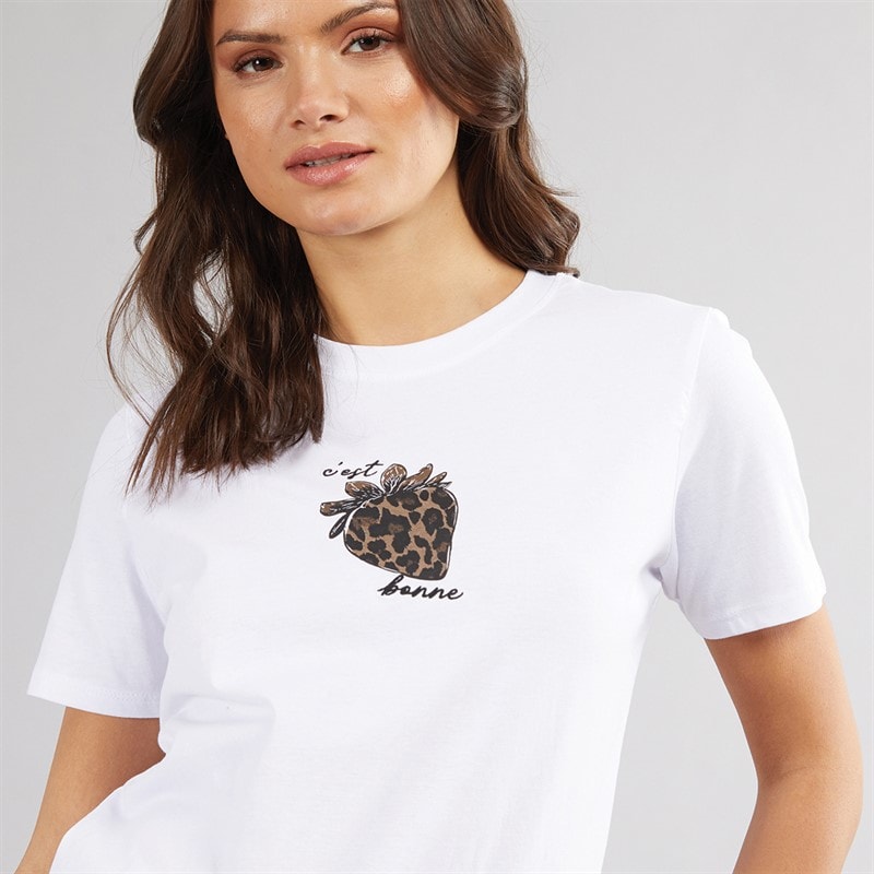 French Connection Womens Animal Strawberry T-Shirt White - Image 3