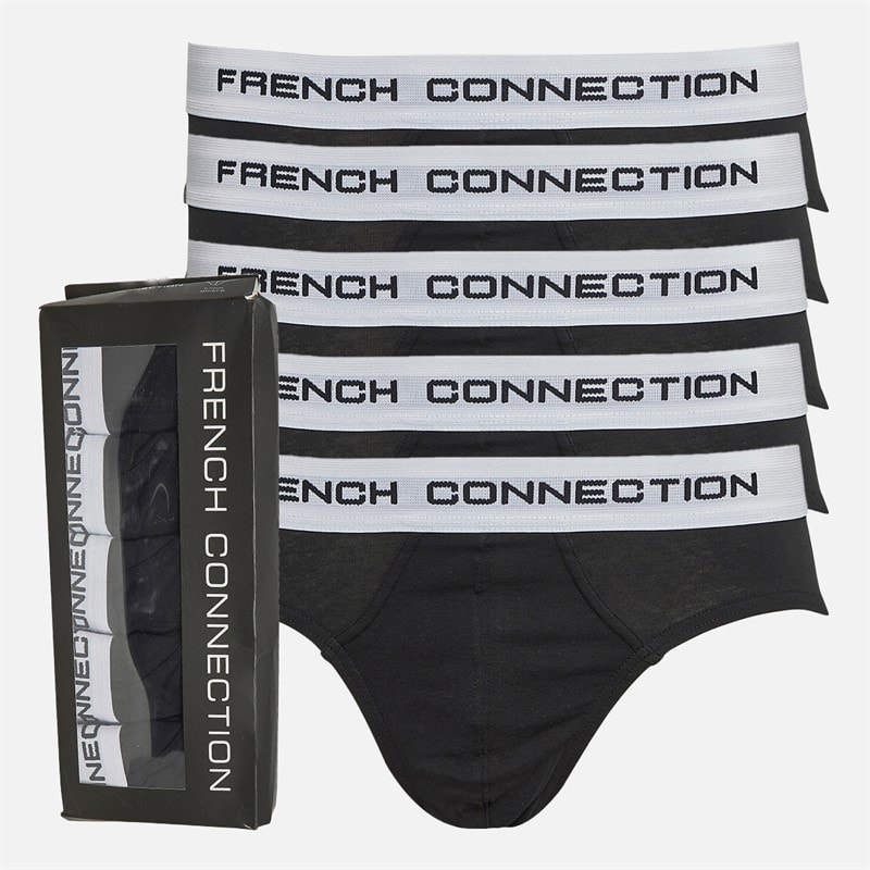 French Connection Mens FC Five Pack Briefs FC10 Black/White - Image 1