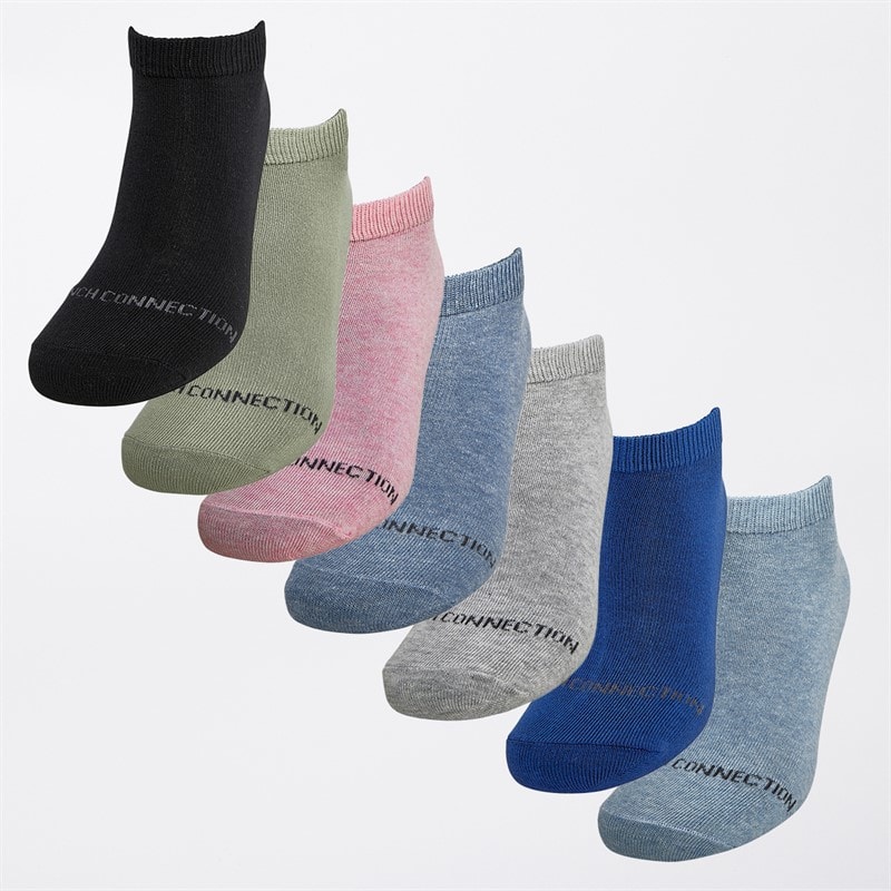 French Connection Mens FC Seven Pack Trainer Socks Multi 52 Black/Sky Melange/Sage/Pink Melange/Light Grey Melange/Light Blue Melange/Bright Blue - Image 2