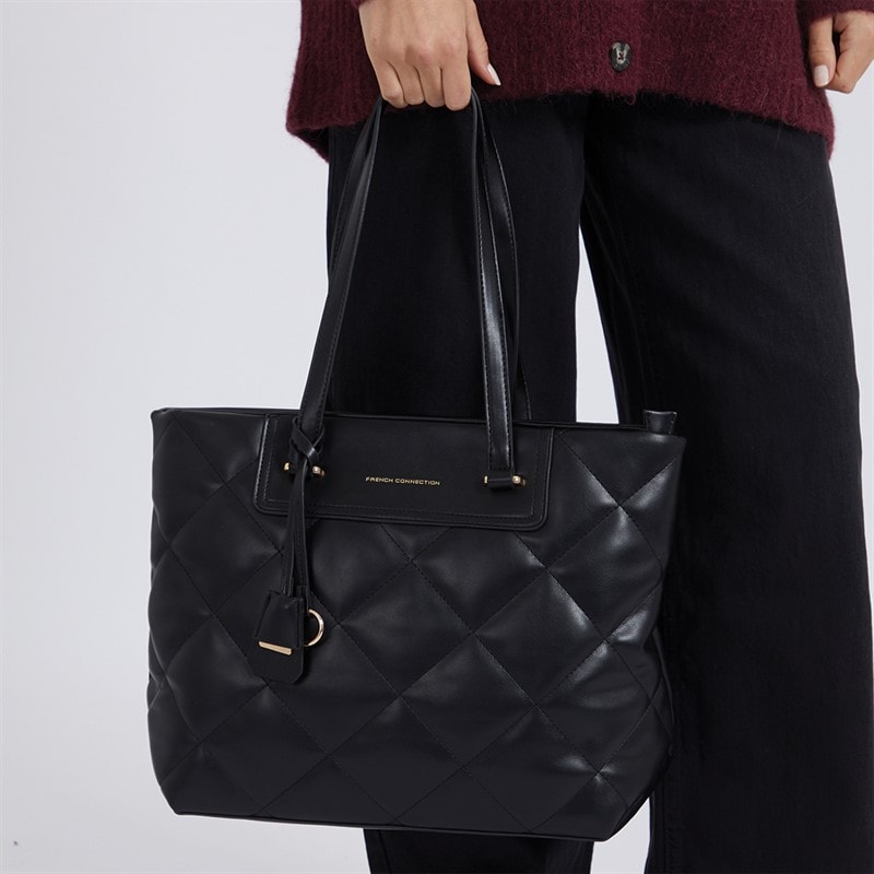 French Connection Womens Quilt Shopper Bag Black - Image 2