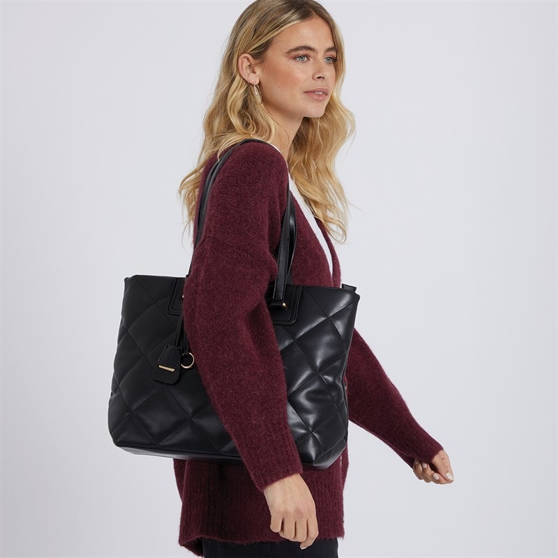 French Connection Womens Quilt Shopper Bag Black - Image 3
