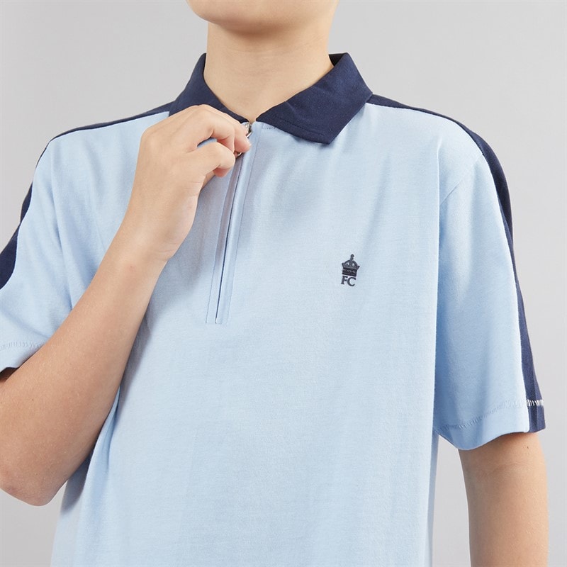 French Connection Boys Stream Zip Polo Shirt And Shorts Set Sky/Marine - Image 3