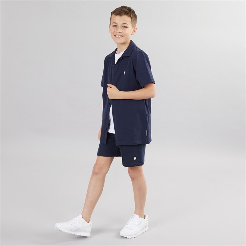 French Connection Boys Coast Button Thru Polo Shirt And Shorts Set Marine/White - Image 3
