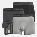 French Connection Mens Three Pack Modal Luxury Supersoft Boxer Trunks FC32 Black/Charcoal Melange/Light Grey Melange