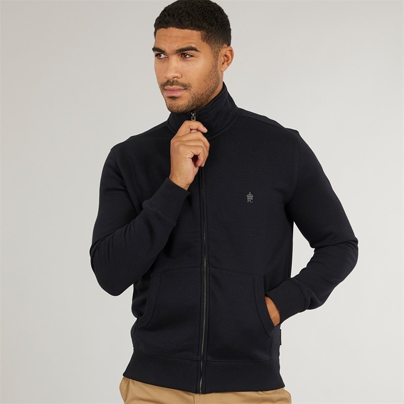 French Connection Mens FC Funnel Sweatshirt Marine/Gunmetal - Image 3