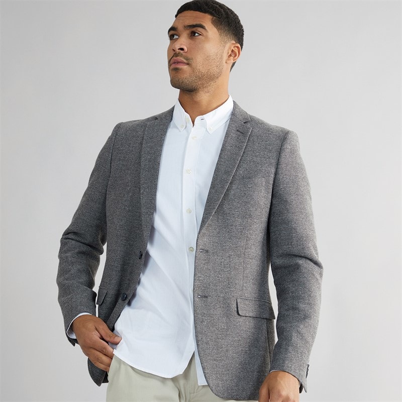 French Connection Mens Herringbone Blazer Grey