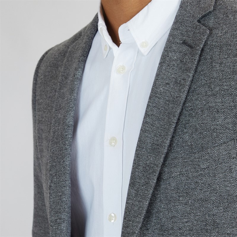 French Connection Mens Herringbone Blazer Grey - Image 3