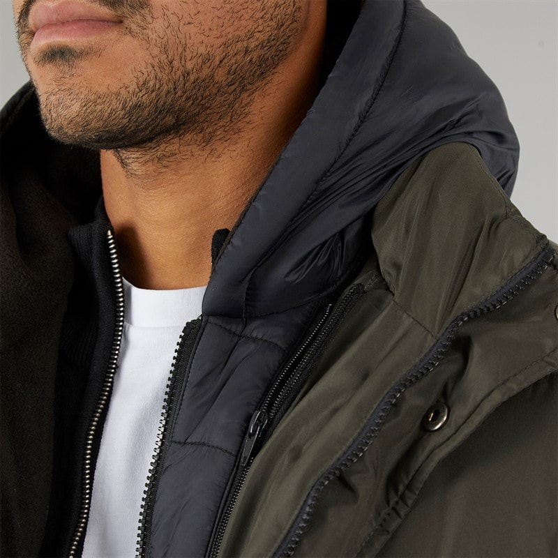 French Connection Mens Row Mid Fleece Jacket Khaki - Image 3