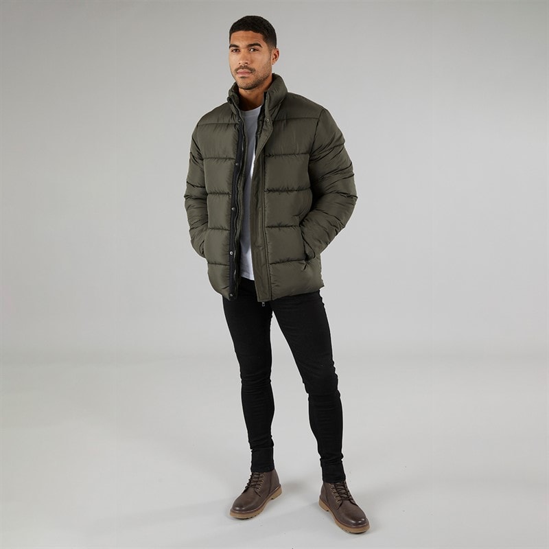 French Connection Mens Row Mid Fleece Jacket Khaki - Image 4