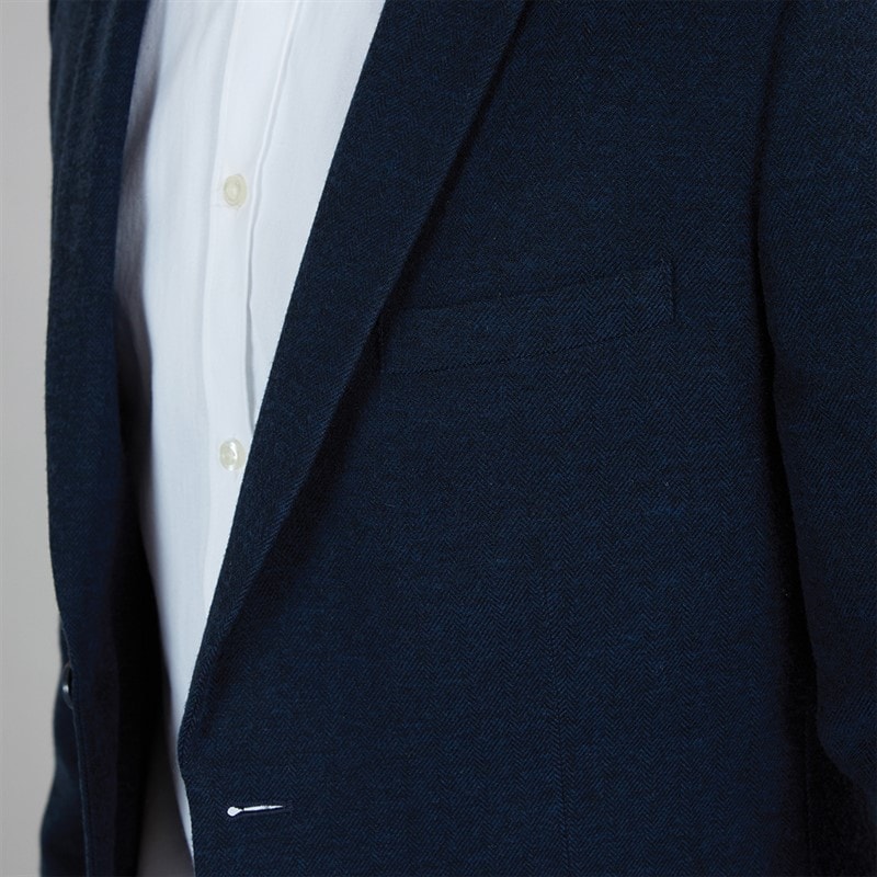 French Connection Mens Herringbone Blazer Marine - Image 3