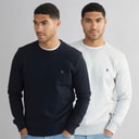 French Connection Mens FC Crew Two Pack Sweatshirts Multi 3 - Marine/Light Grey Marl