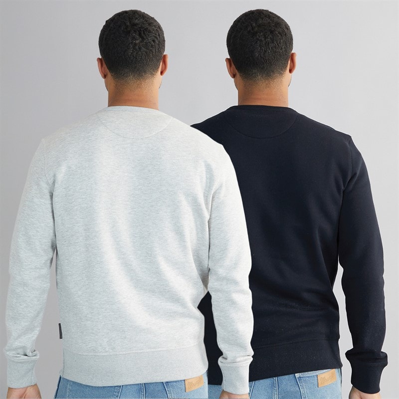 French Connection Mens FC Crew Two Pack Sweatshirts Multi 3 - Marine/Light Grey Marl - Image 2