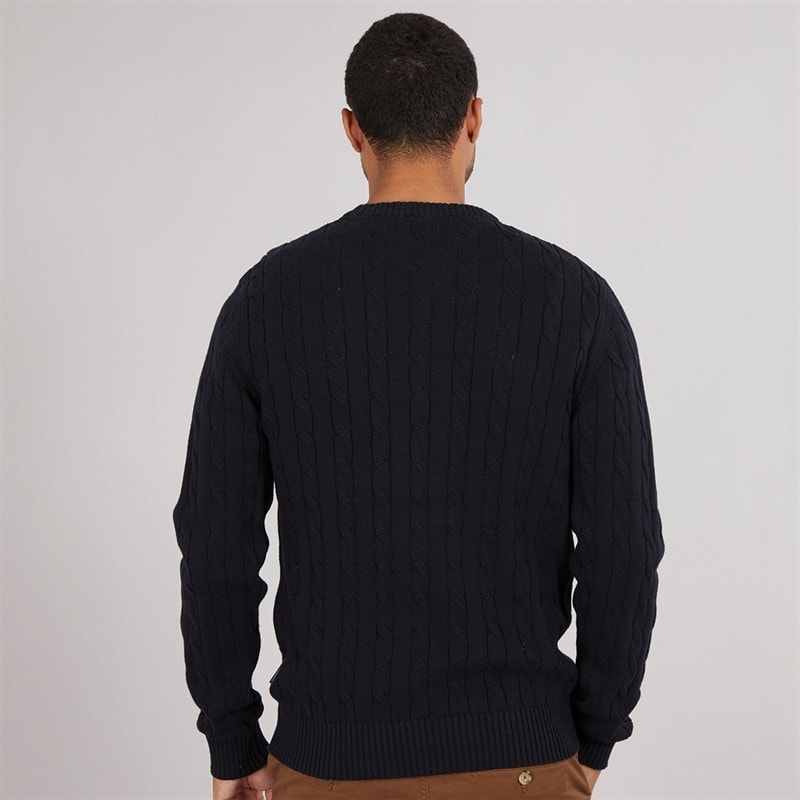 French Connection Mens Cotton Cable Crew Neck Jumper Marine - Image 2