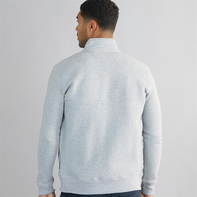 French Connection Mens FC Funnel Sweatshirt Light Grey Mel/Marine - Image 2