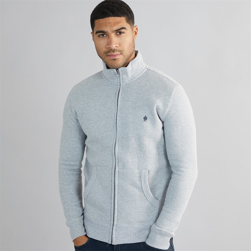 French Connection Mens FC Funnel Sweatshirt Light Grey Mel/Marine - Image 3