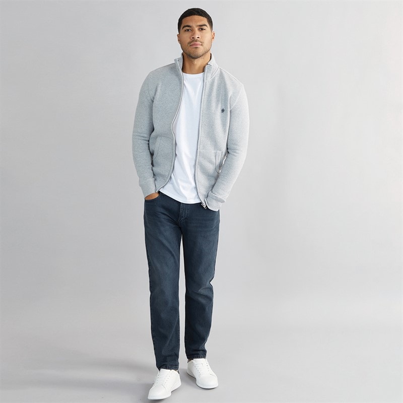 French Connection Mens FC Funnel Sweatshirt Light Grey Mel/Marine - Image 4