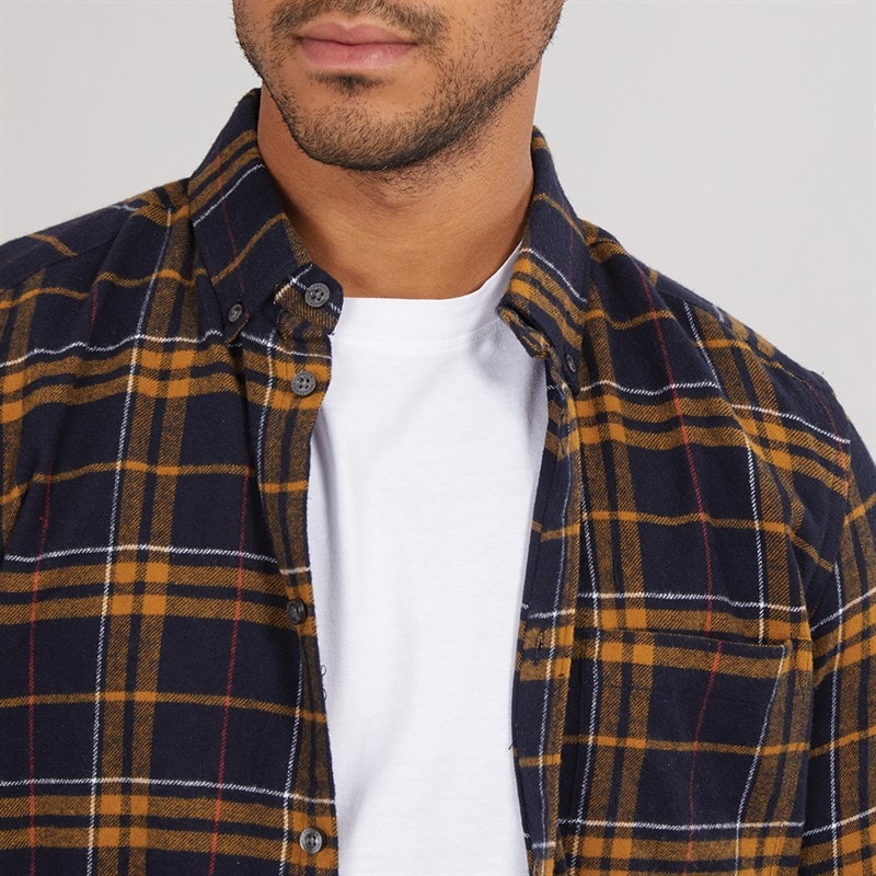 French Connection Mens Multi Flannel Long Sleeve Shirt Marine Multi - Image 3