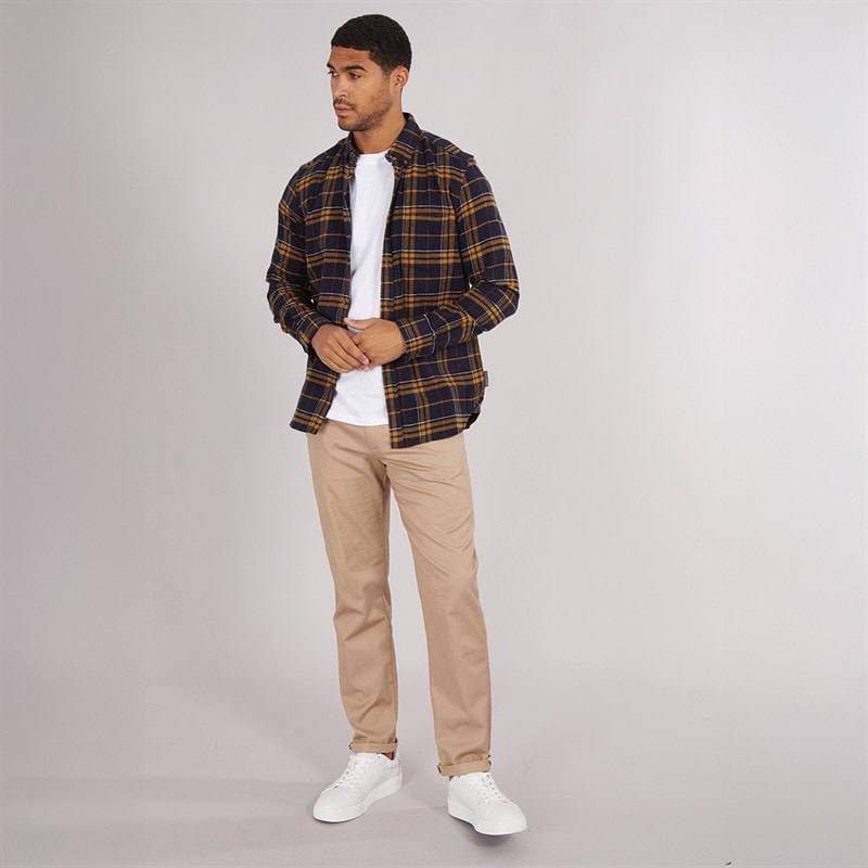 French Connection Mens Multi Flannel Long Sleeve Shirt Marine Multi - Image 4