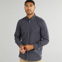 French Connection Mens Gingham Long Sleeve Shirt Charcoal/Marine