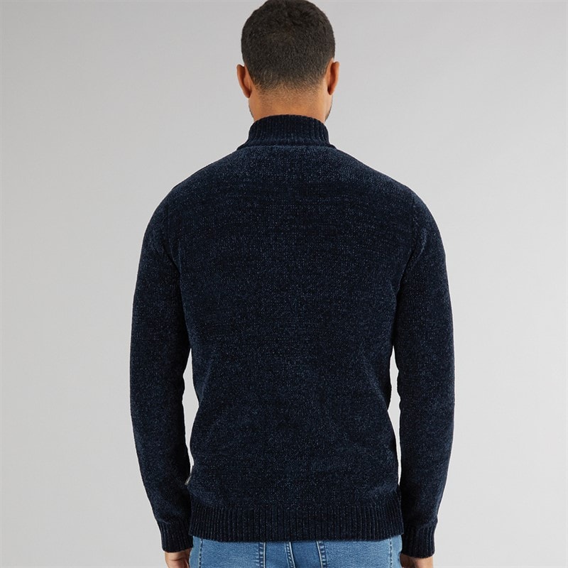 French Connection Mens 5 Chenille 1/2 Zip Jumper Marine - Image 2