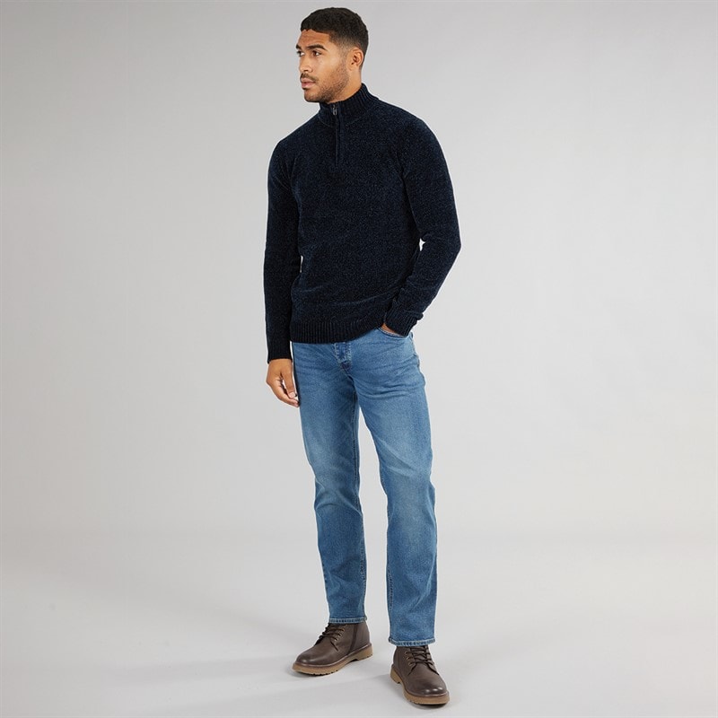 French Connection Mens 5 Chenille 1/2 Zip Jumper Marine - Image 4