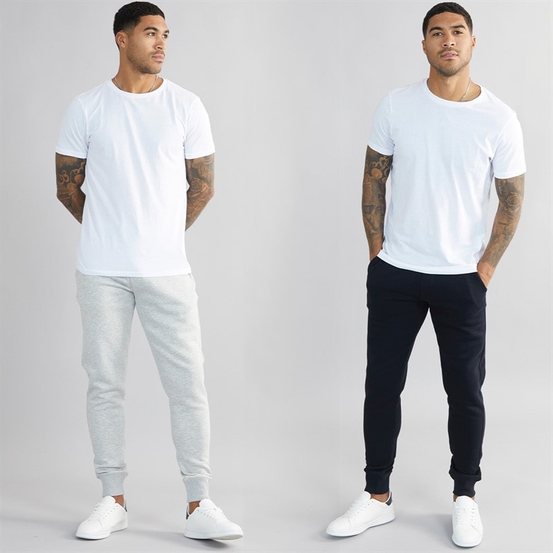 French Connection Mens Two Pack Joggers Multi 3 Marine/Light Grey Marl - Image 3
