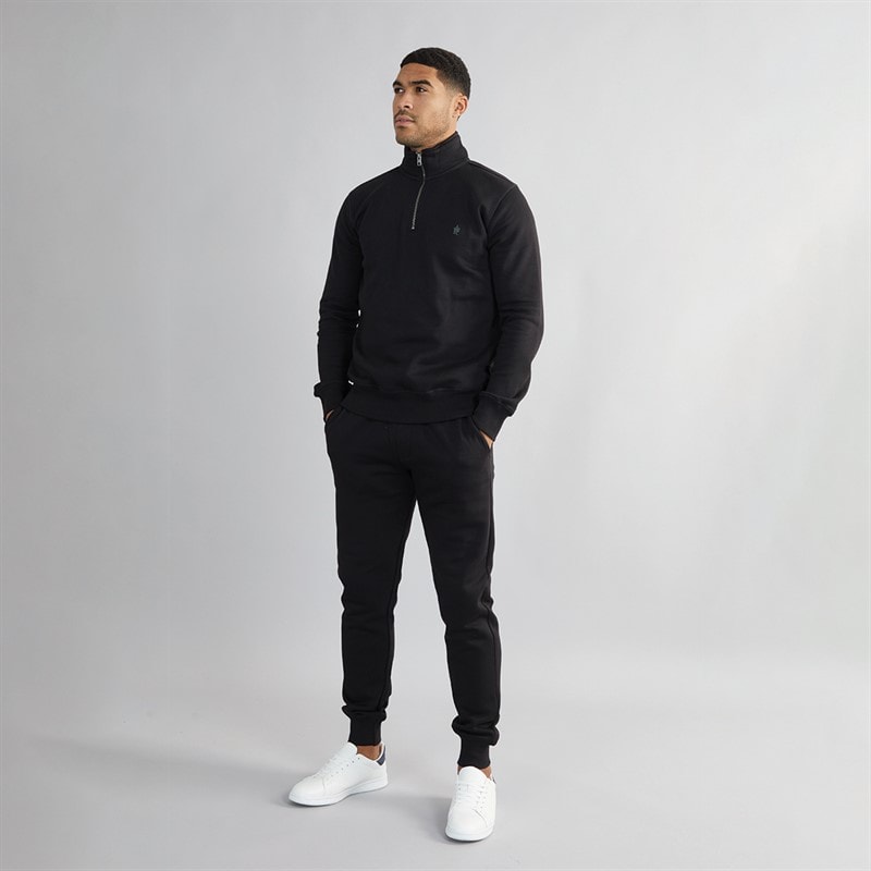 French Connection Mens FC 1/2 Zip Sweatshirt Black/Gunmetal - Image 5