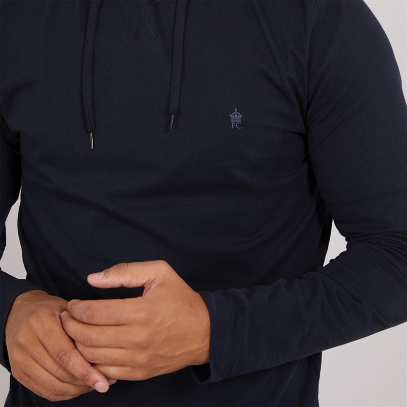 French Connection Mens Crown Long Sleeve Hooded Top Marine - Image 3