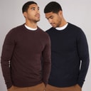 French Connection Mens Cash Two Pack Crew Neck Jumpers Multi 2 - Marine/Chateaux