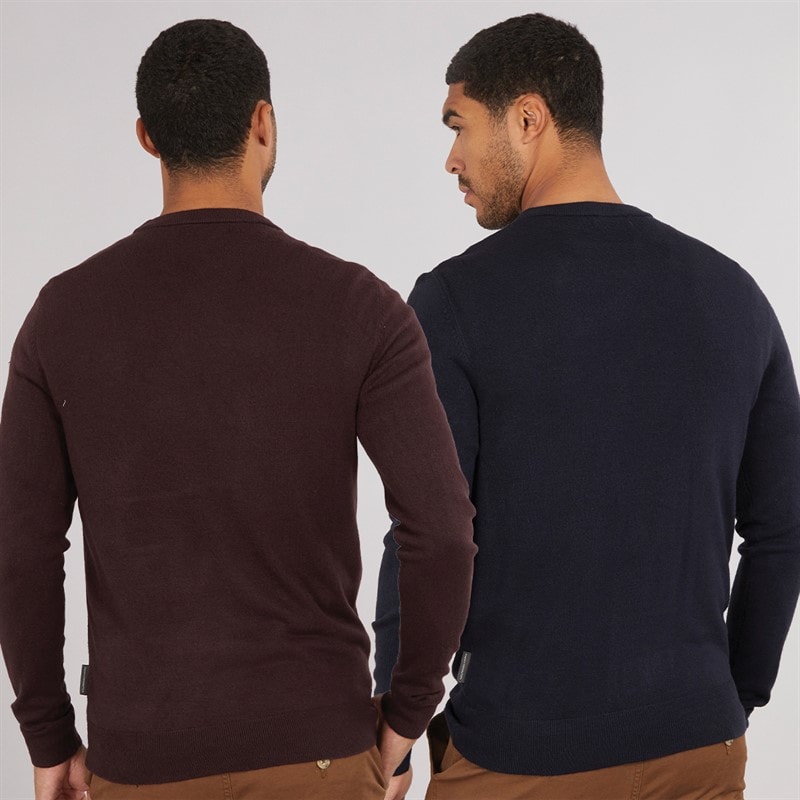 French Connection Mens Cash Two Pack Crew Neck Jumpers Multi 2 - Marine/Chateaux - Image 2