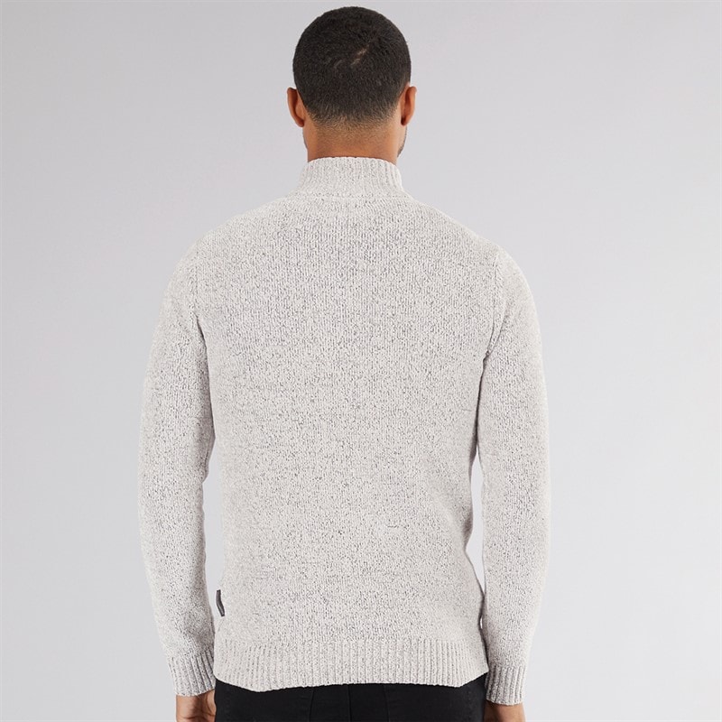 French Connection Mens 5 Chenille 1/2 Zip Jumper Light Grey Mel - Image 2