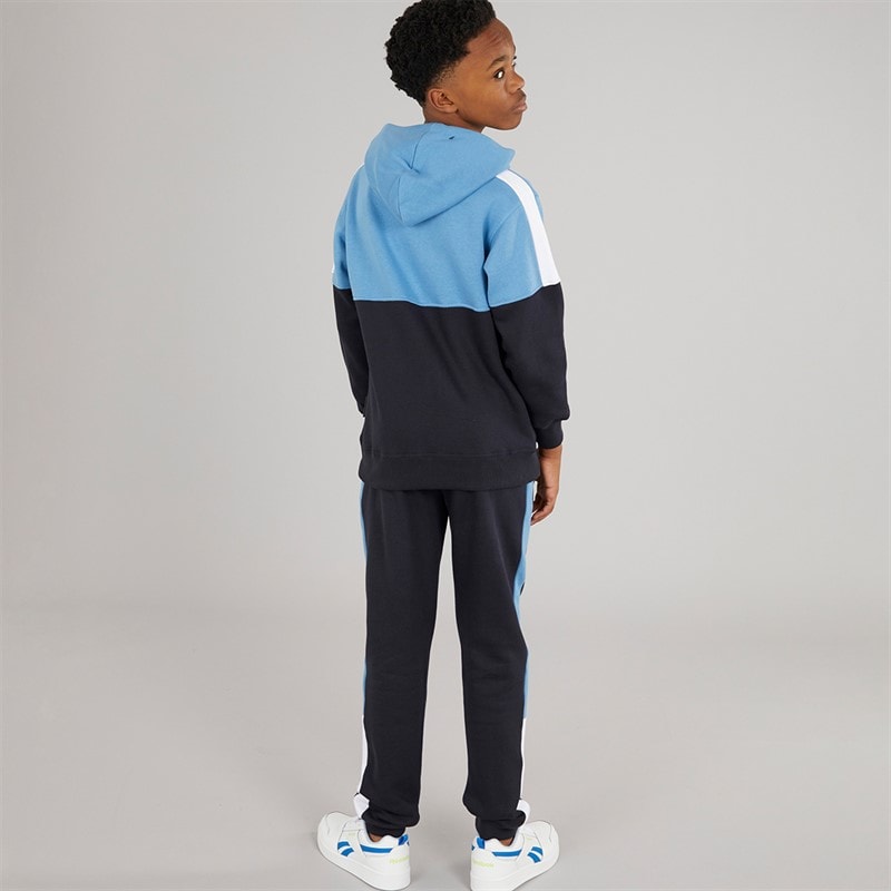 French Connection Boys Chopped Hoodie And Joggers Tracksuit Marine/Mid Blue - Image 2